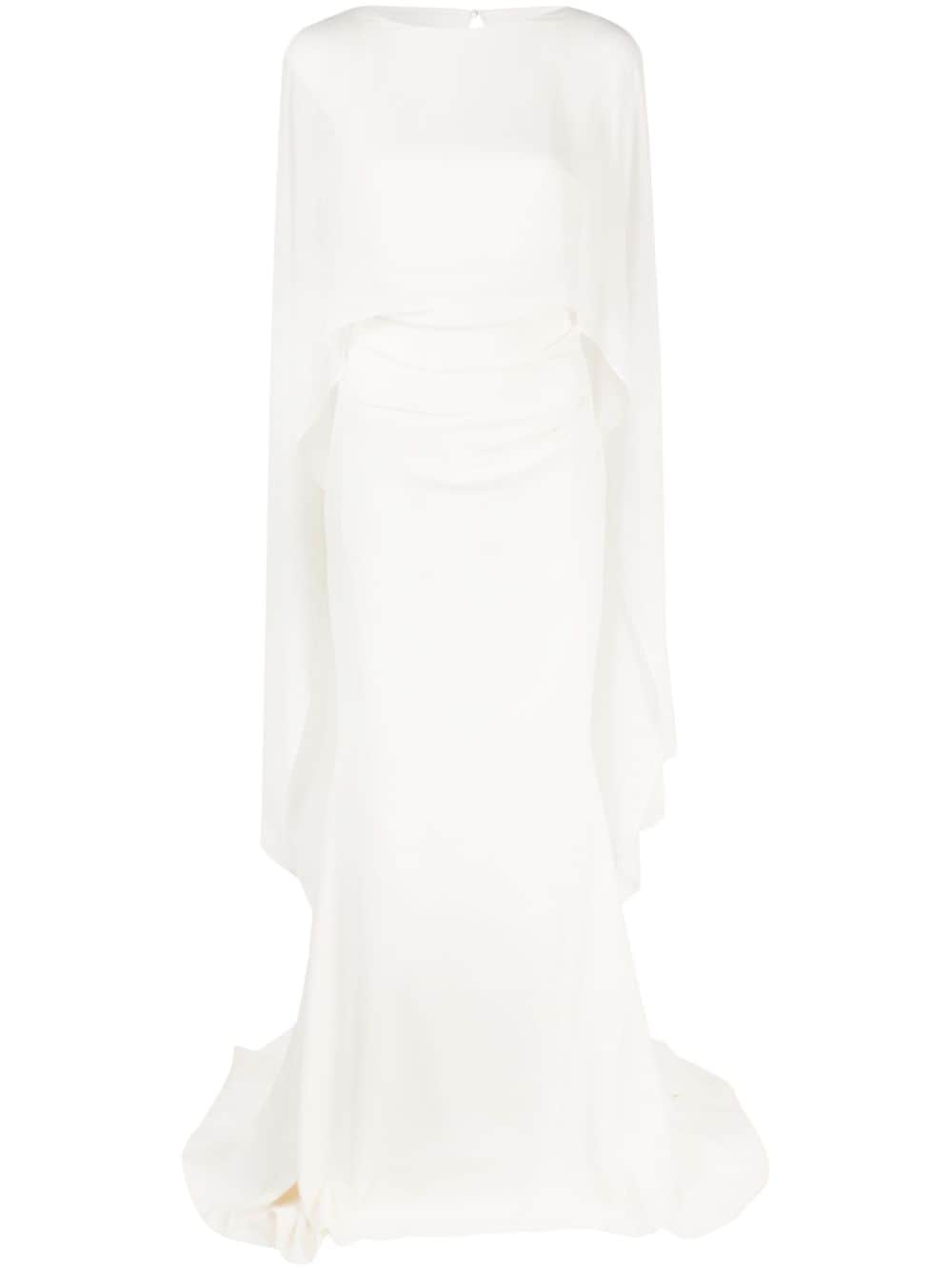 Talbot Runhof mermaid cape gown - White von Talbot Runhof