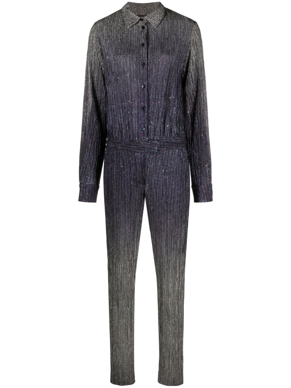 Talbot Runhof metallic plissé slim jumpsuit - Purple von Talbot Runhof