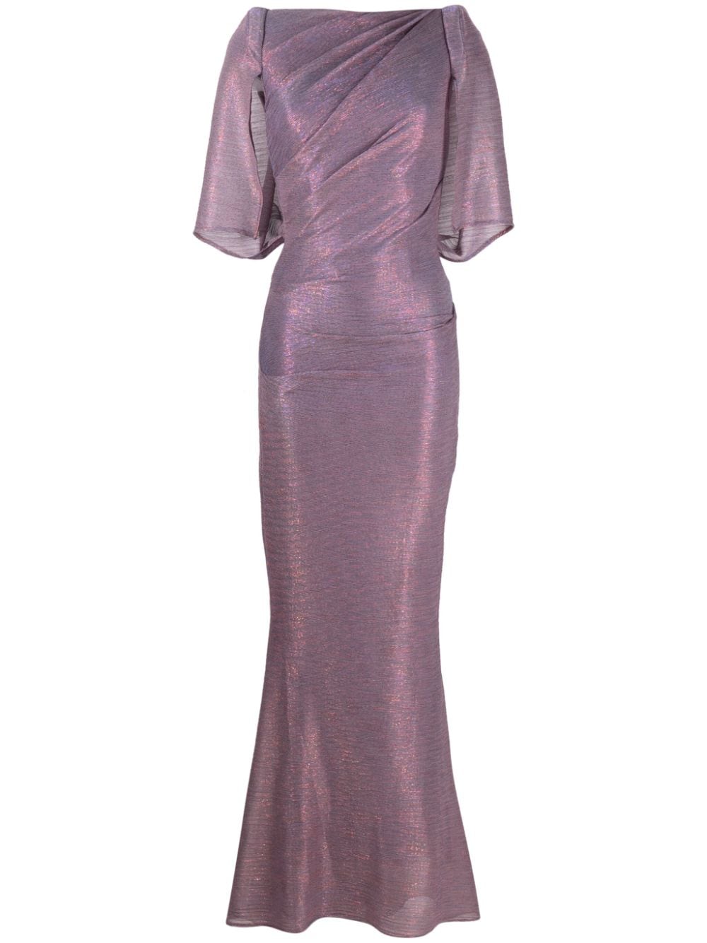 Talbot Runhof plissé-effect lurex gown - Purple von Talbot Runhof