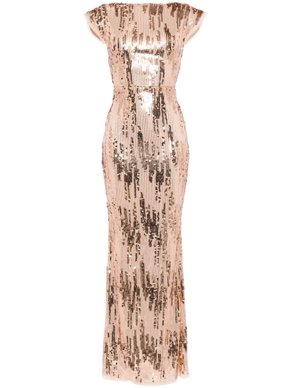 Talbot Runhof sequined cap-sleeve gown - Brown von Talbot Runhof