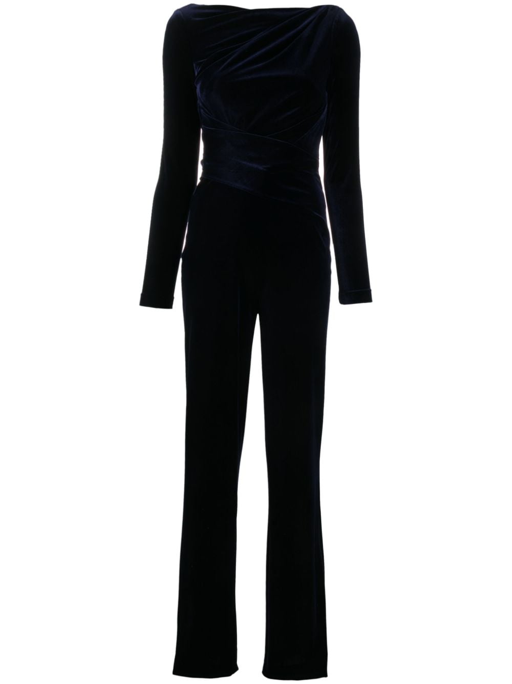 Talbot Runhof straight-leg velvet jumpsuit - Blue von Talbot Runhof