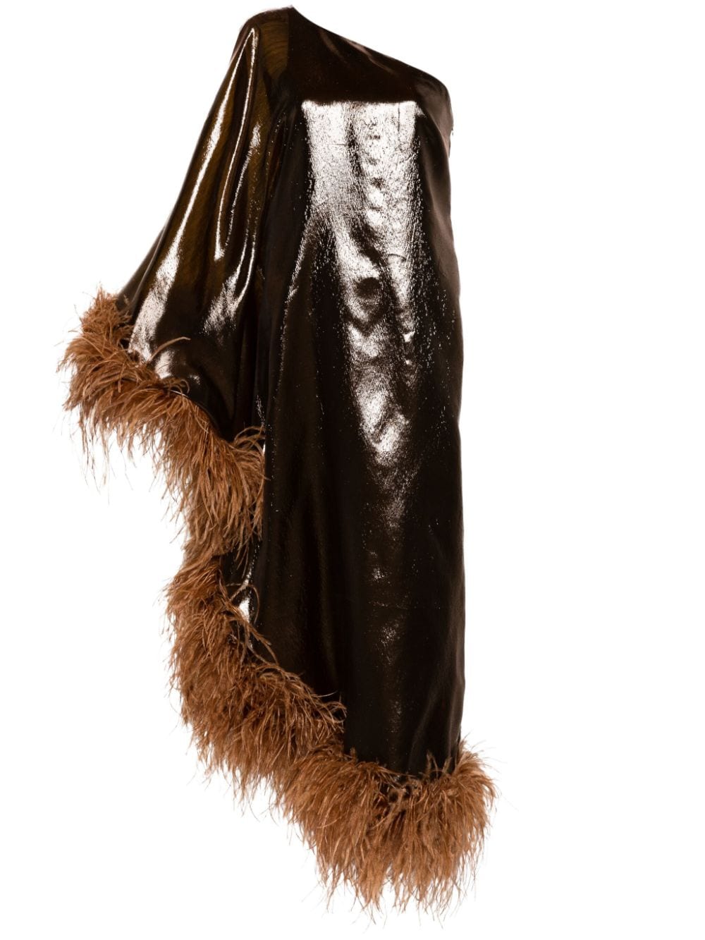 Taller Marmo Fantasma feather-trim midi dress - Brown von Taller Marmo