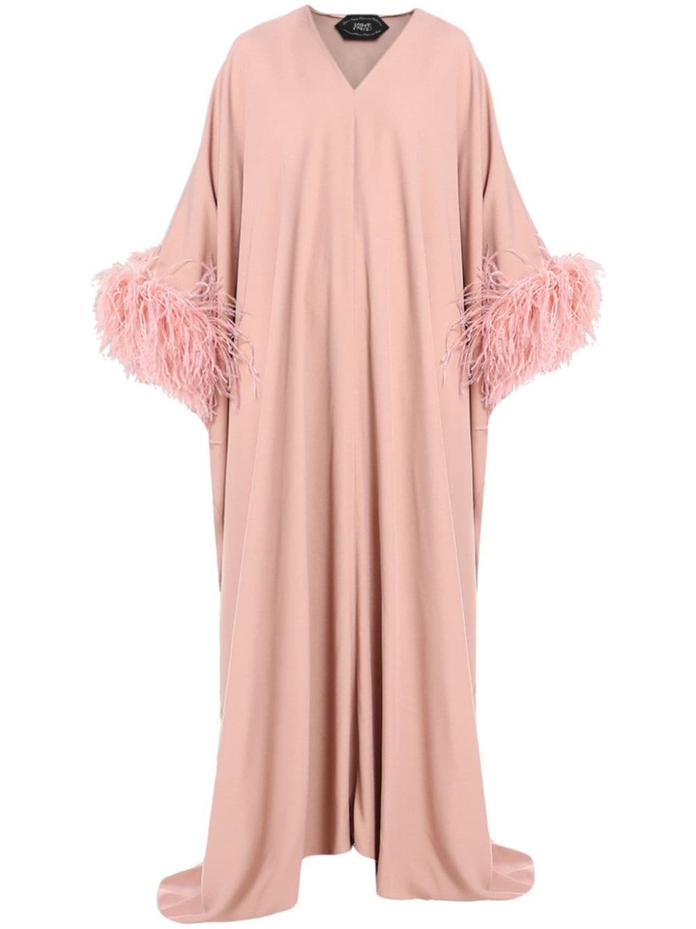 Taller Marmo Gala feather-trim kaftan dress - Pink von Taller Marmo