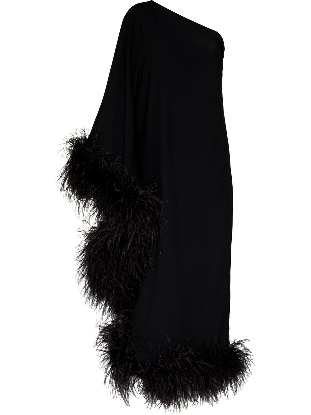 Taller Marmo Ubud one-shoulder feather-trim gown - Black von Taller Marmo