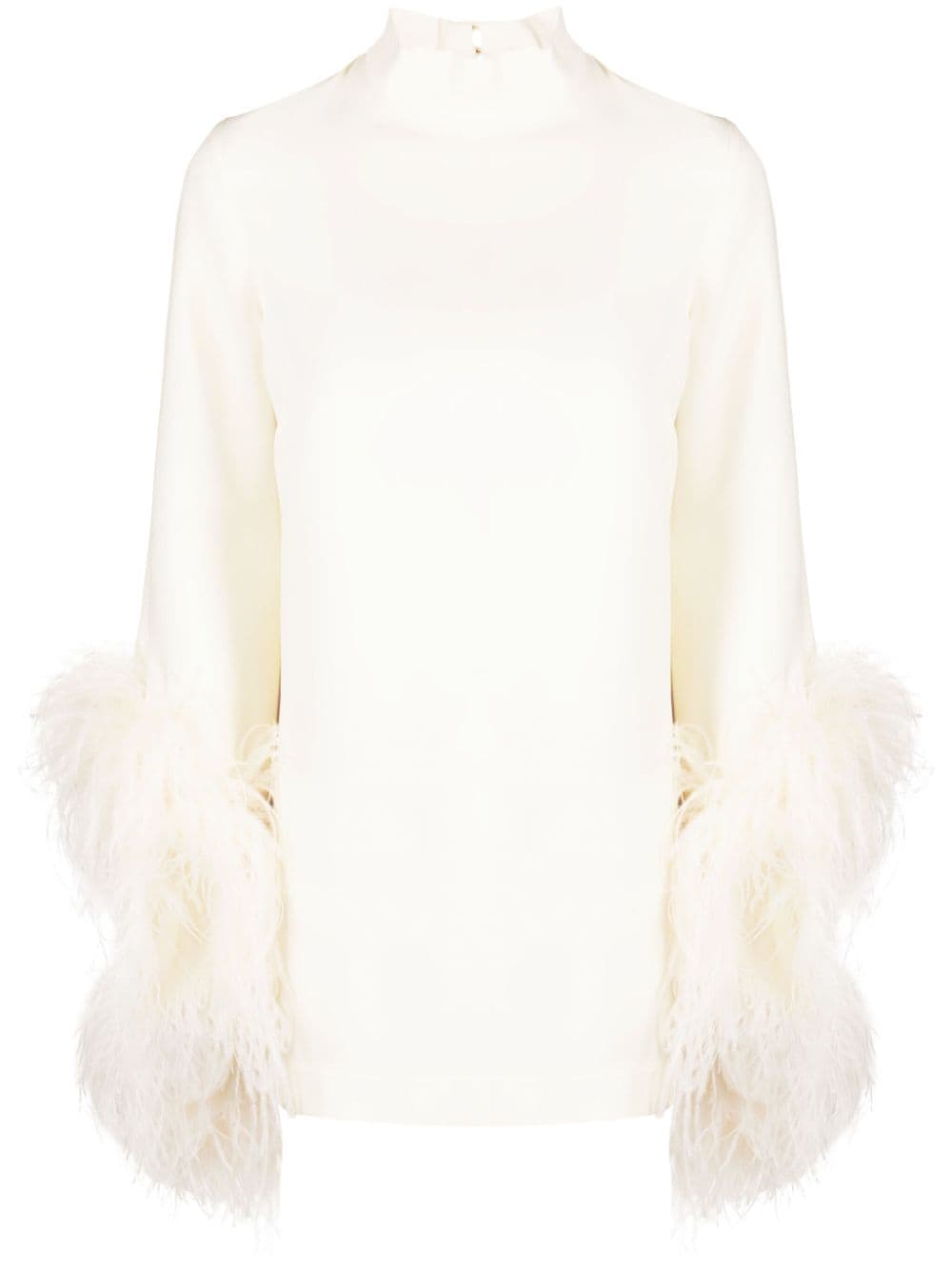 Taller Marmo feather-trim cuffs mini dress - Neutrals von Taller Marmo