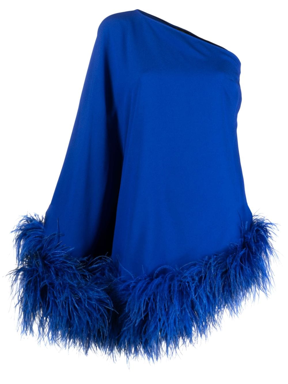 Taller Marmo feather-trim one-shoulder minidress - Blue von Taller Marmo