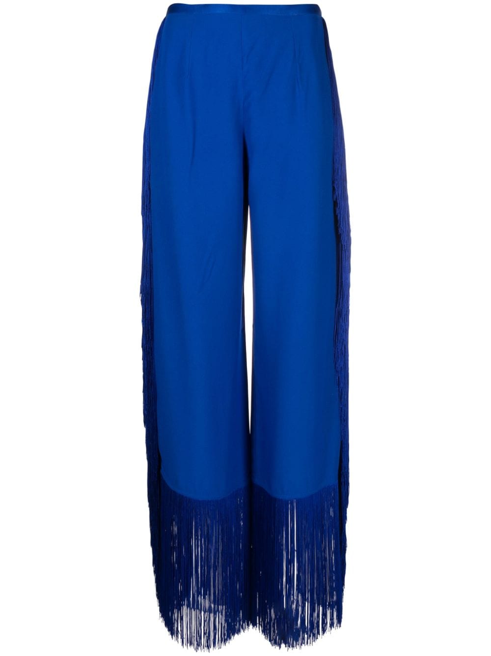 Taller Marmo fringe-detailing zip-up flared trousers - Blue von Taller Marmo