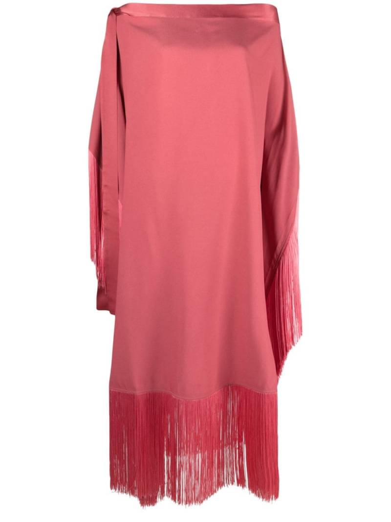 Taller Marmo neck tie-fastening fringed crepe midi dress - Pink von Taller Marmo