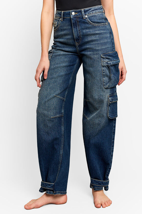 Tally Weijl Straight Leg Cargo Jeans | Dark Blue Washed | Damen  | 32 von Tally Weijl