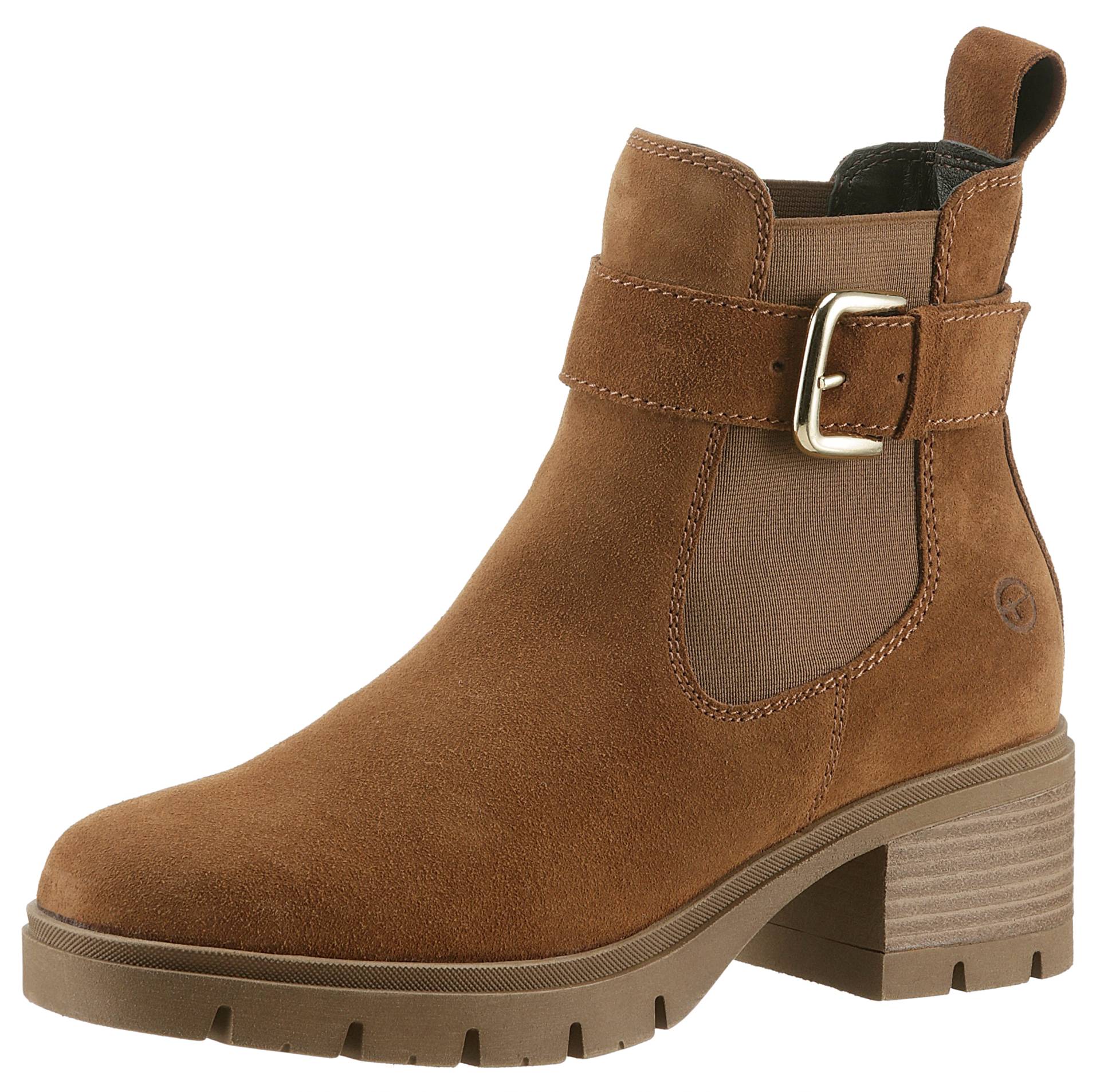 Tamaris Chelseaboots, Blockabsatz, Businessmode, Stiefelette mit Zierschnalle von Tamaris