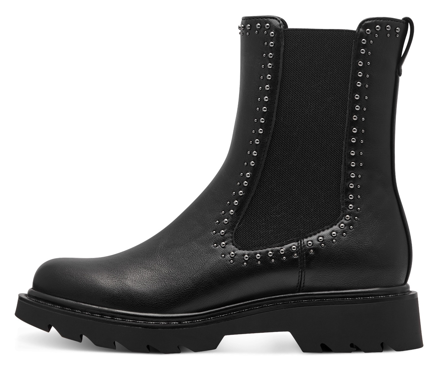 Tamaris Chelseaboots, Blockabsatz, Stiefelette, Bikerboots mit glänzenden Nieten besetzt von Tamaris