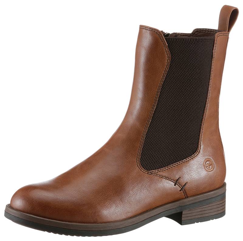 Tamaris Chelseaboots, Blockabstz, Stiefelette, Businesschuh mit T-Logoprägung von Tamaris