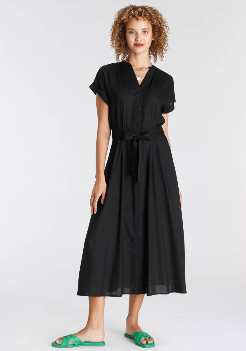 Tamaris Hemdblusenkleid, wadenlang, sportlicher Stil, aus Viskose, mit Stehkragen von Tamaris