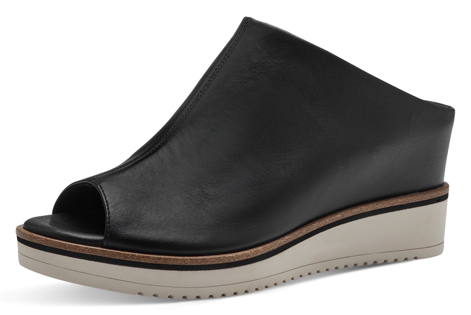 Tamaris Pantolette, Keilabsatz, Sommerschuh, Schlappen, helle Laufsohle, schmale Form von Tamaris