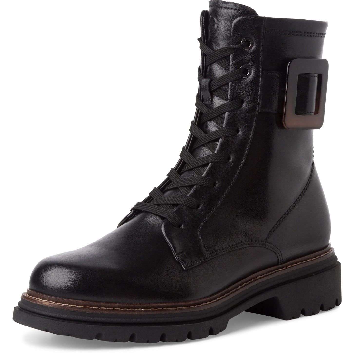 Tamaris Schnürboots, Blockabsatz, Schnürstiefelette mit auffälliger Zierschnalle von Tamaris