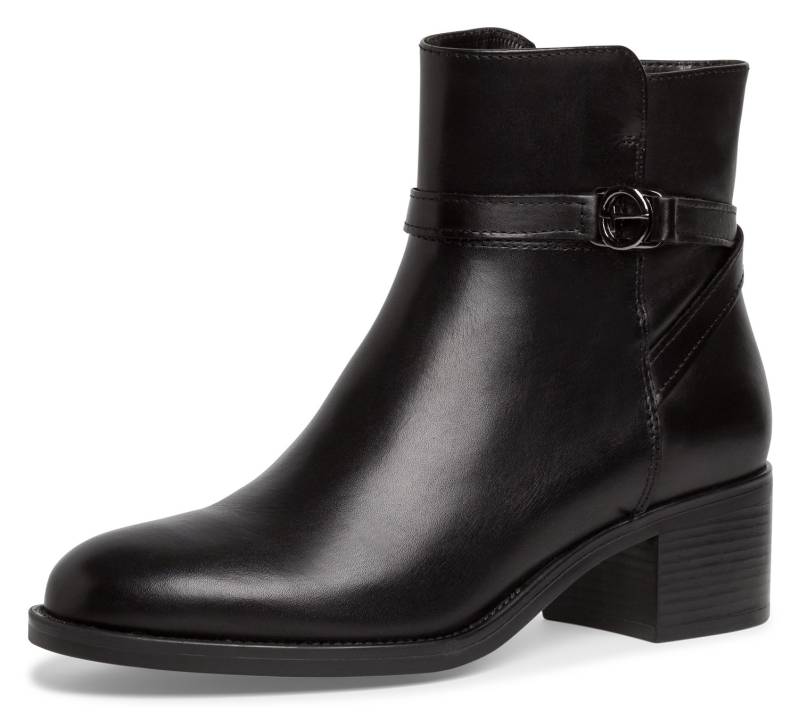 Tamaris Stiefelette, Blockabsatz, Businessschuh mit Zierband und Logo-Schmuckelement von Tamaris