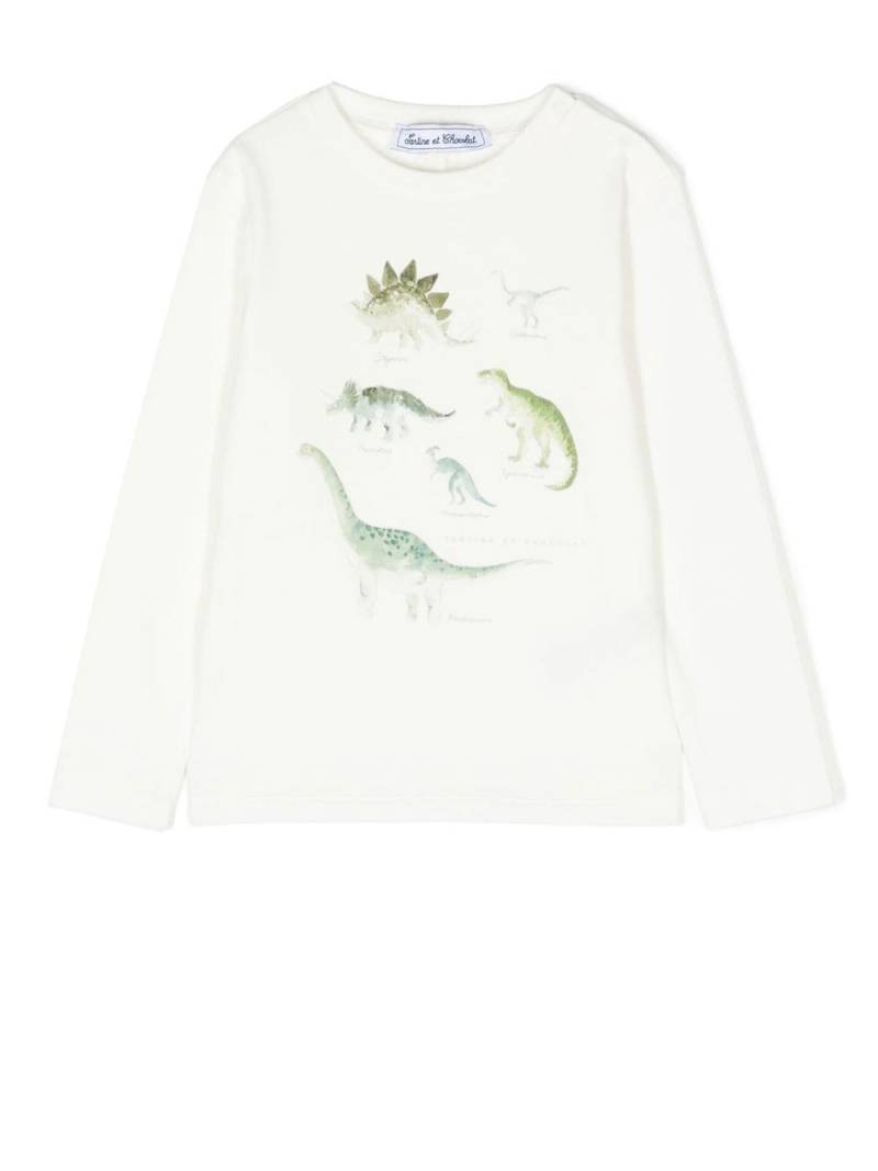 Tartine Et Chocolat dinossaur-motif cotton T-shirt - White von Tartine Et Chocolat