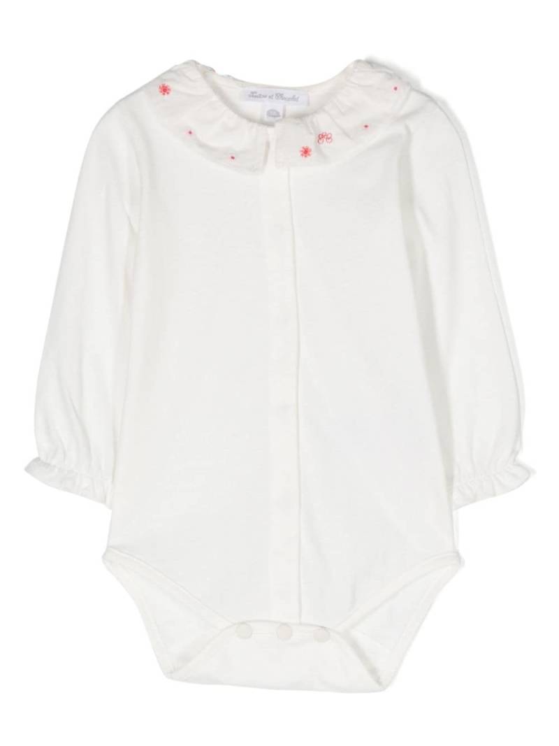 Tartine Et Chocolat floral-embroidered cotton bodysuit - White von Tartine Et Chocolat