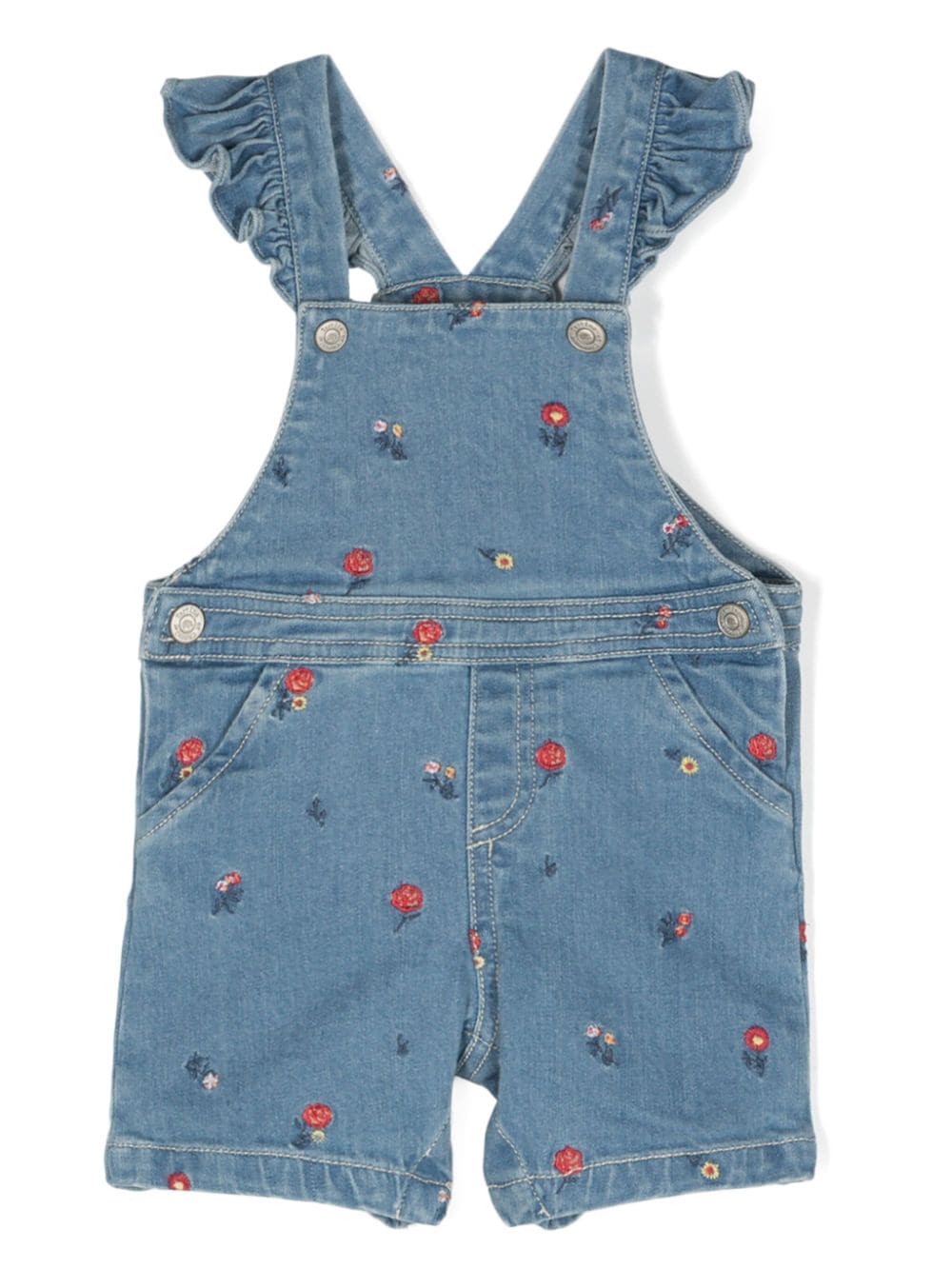 Tartine Et Chocolat floral-embroidered denim dungarees - Blue von Tartine Et Chocolat