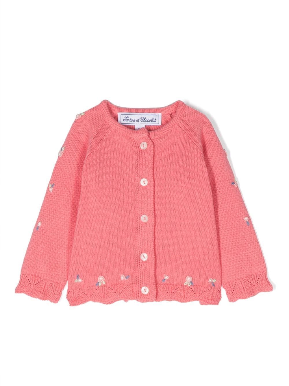 Tartine Et Chocolat floral-embroidered knit cardigan - Pink von Tartine Et Chocolat