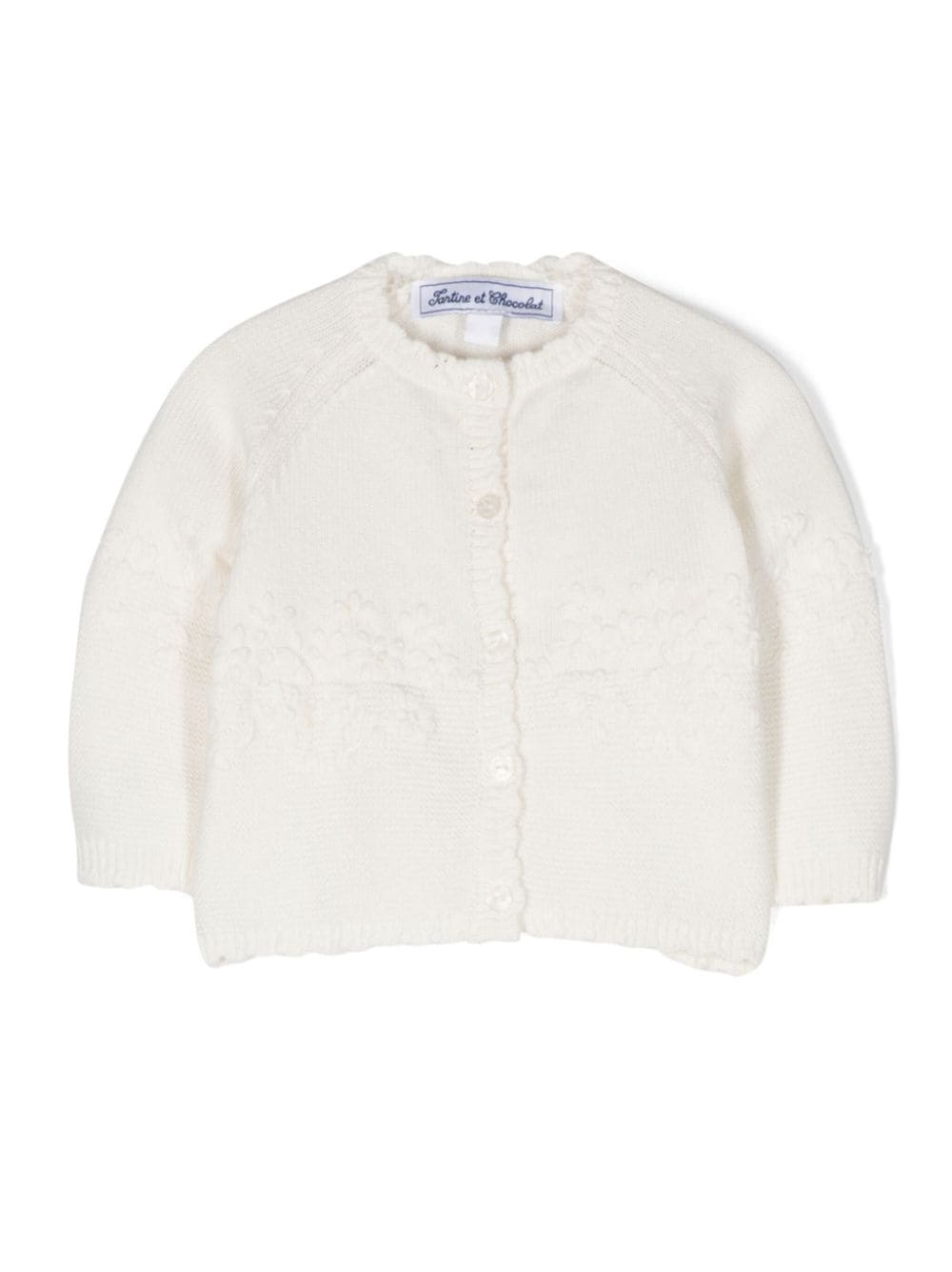 Tartine Et Chocolat scallop edge cotton wool-blend cardigan - White von Tartine Et Chocolat