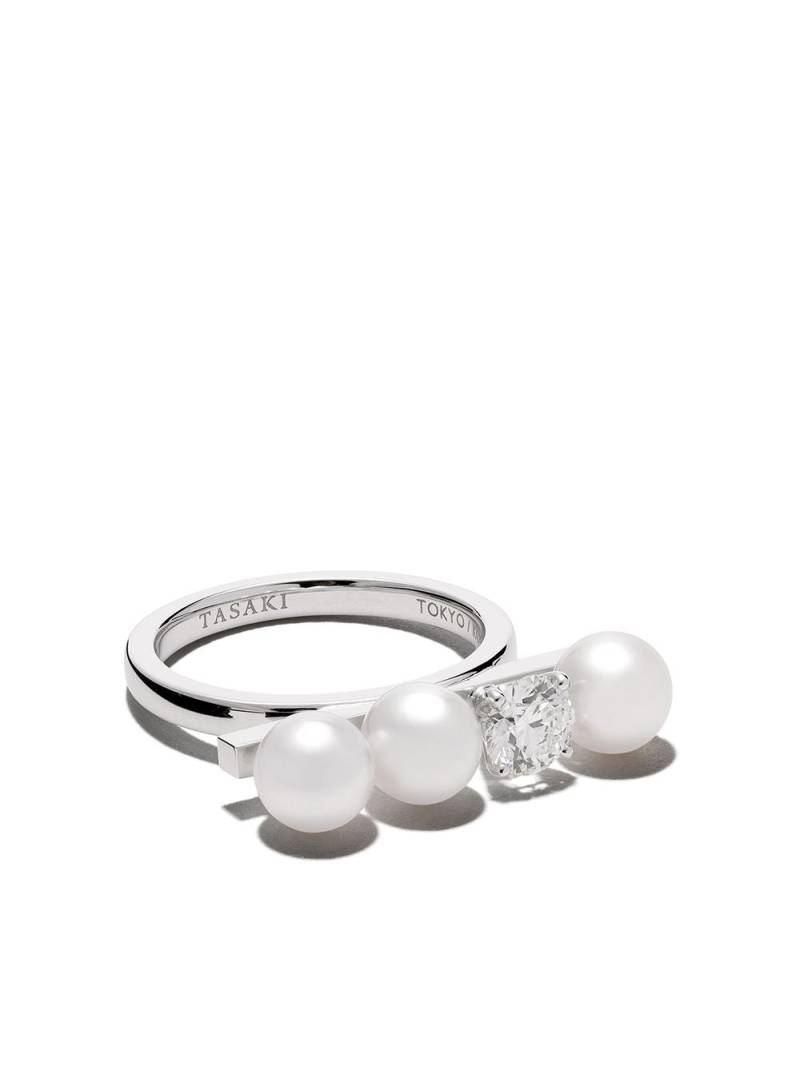 TASAKI 18kt white gold Balance solo diamond and Akoya pearl ring - Silver von TASAKI