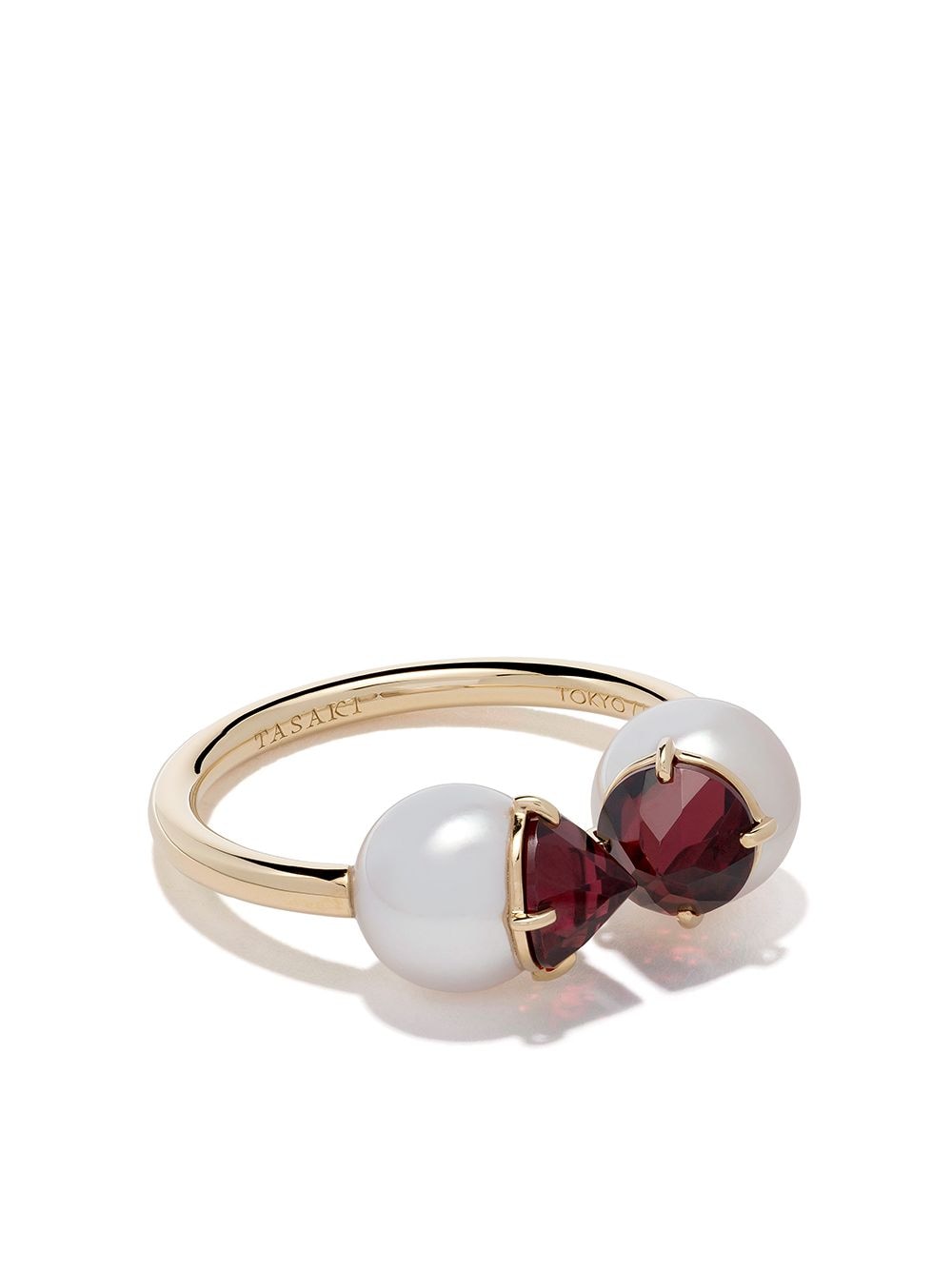 TASAKI 18kt yellow gold Collection Line refined rebellion signature garnet ring von TASAKI