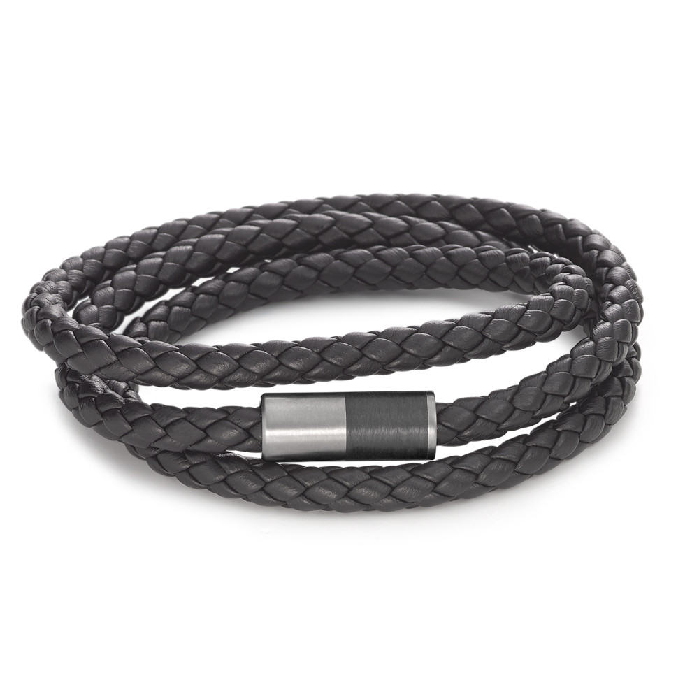 TeNo Herren Armband Leder, Titan, Carbon 23 cm Ø6 mm von TeNo