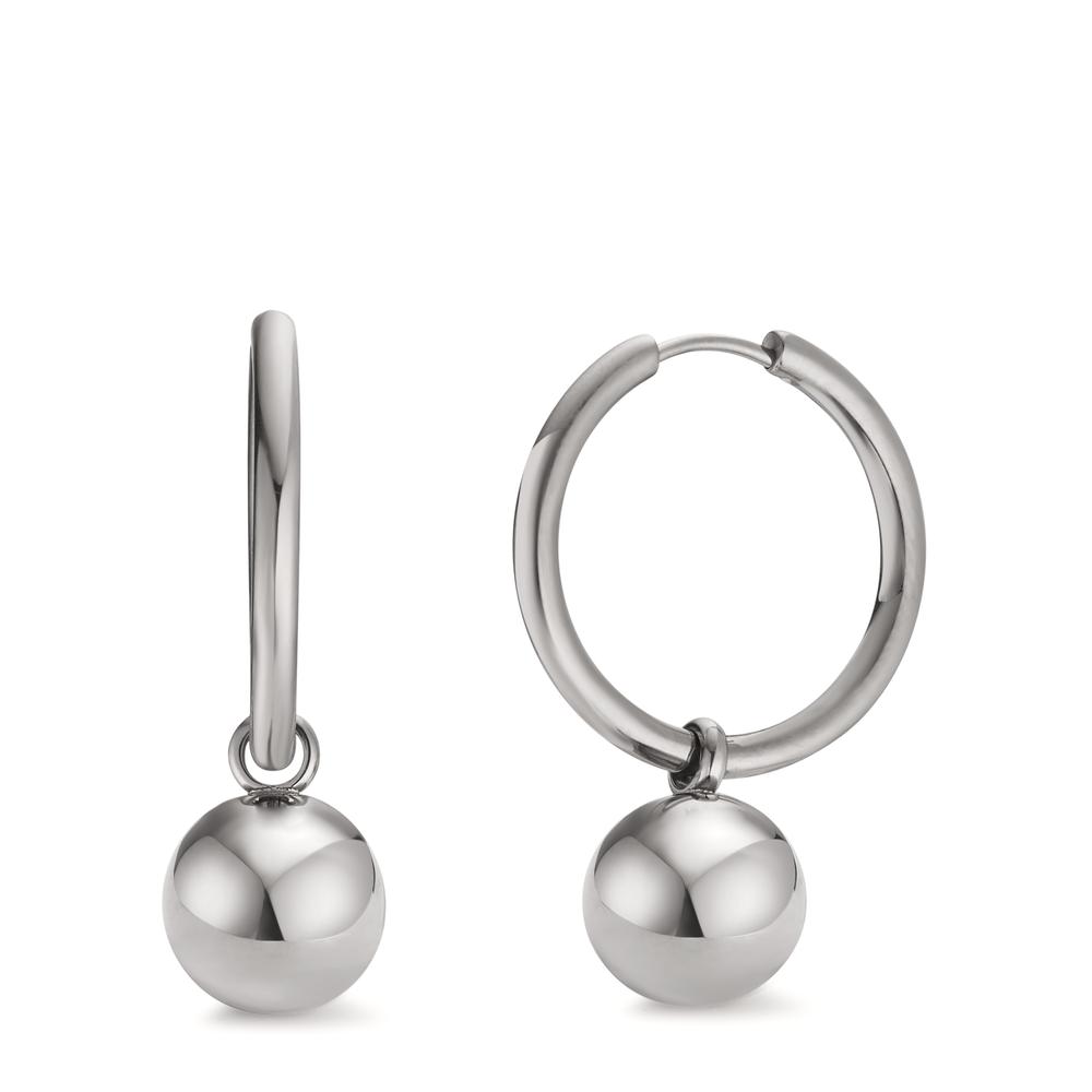 TeNo Damen Creolen Set Bola Silver mit Kugel aus Edelstahl Ø12mm von TeNo