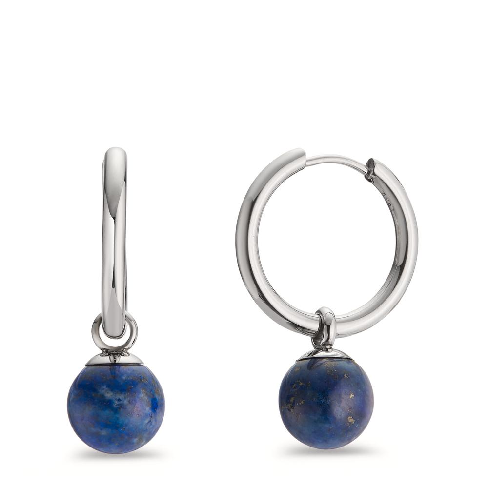 TeNo Damen Creolen Set Muse Silver aus Edelstahl mit Perlen aus Lapislazuli in Ø10mm von TeNo