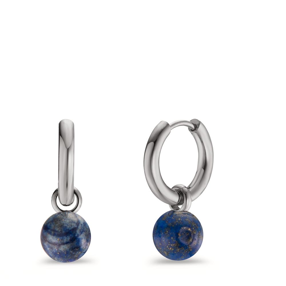 TeNo Damen Creolen Set Muse Silver aus Edelstahl mit Perlen aus Lapislazuli in Ø8mm von TeNo