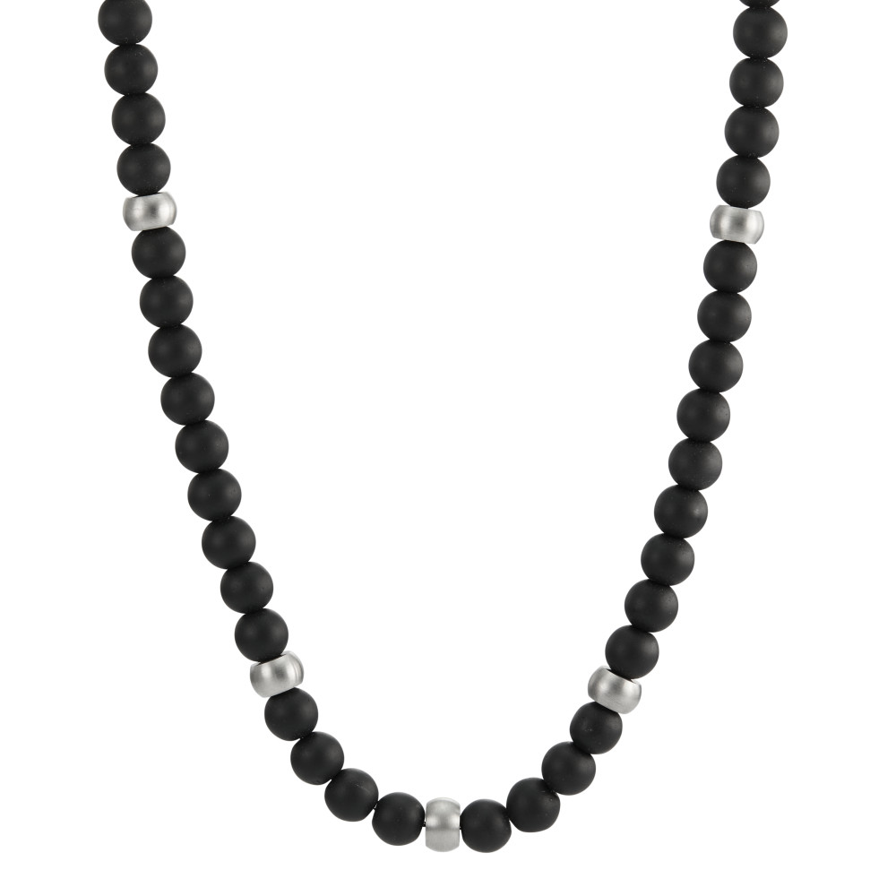 TeNo Damen Halskette ERA mit schwarzen Perlen aus Achat, 50 cm, Ø6.5 mm von TeNo
