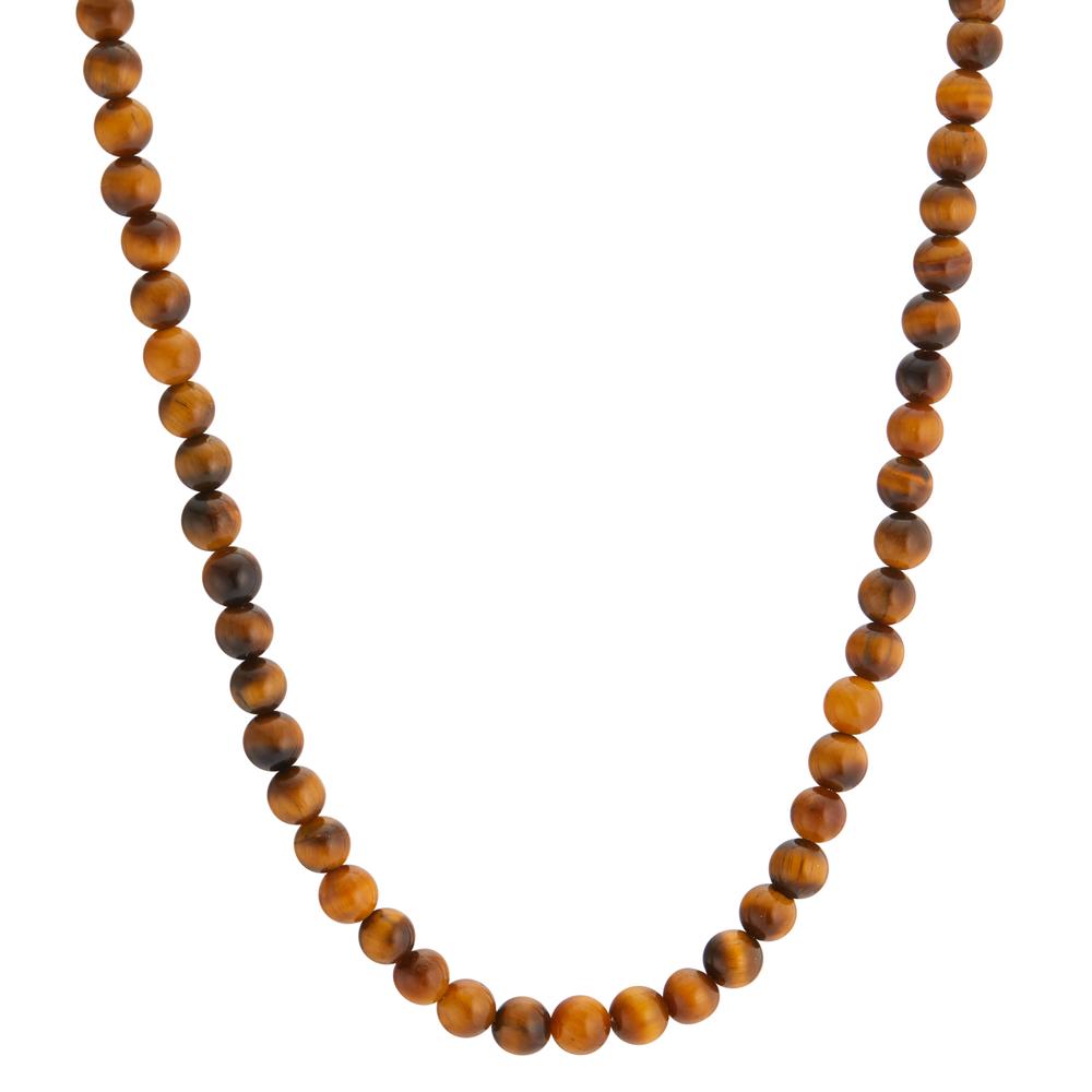 TeNo Damen Halskette Muse aus natürlichen Tigerauge-Perlen, 42-45 cm verstellbar, Ø4 mm von TeNo