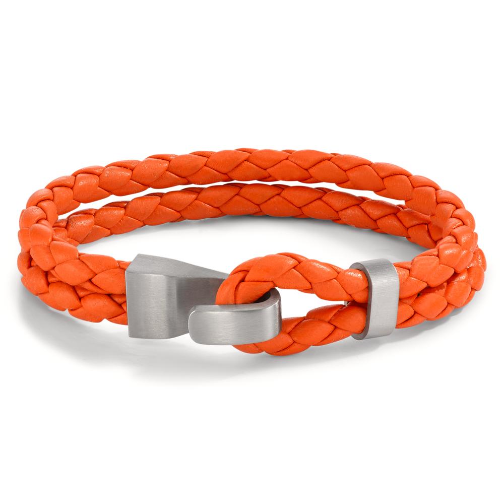 TeNo Damen Lederarmband VADINO Orange, Knebelverschluss aus Edelstahl, 19cm von TeNo