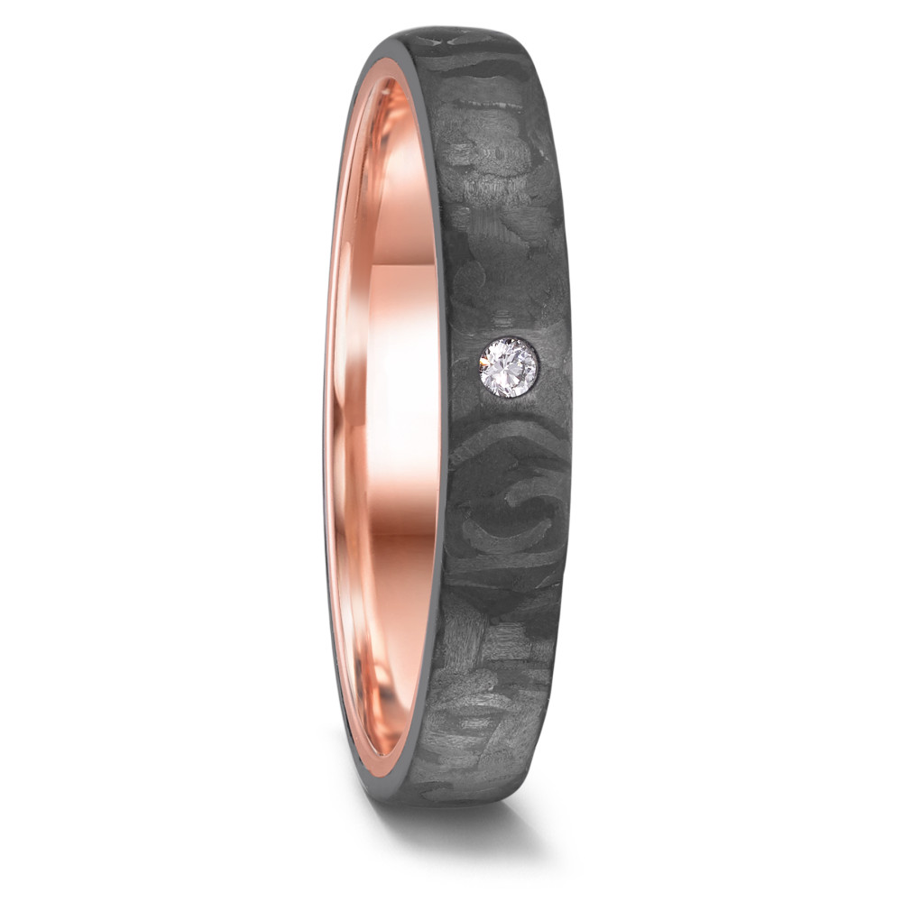 TeNo Damen Love Ring 585/14 K Rotgold mit Carbon und Diamant 0.03 ct von TeNo