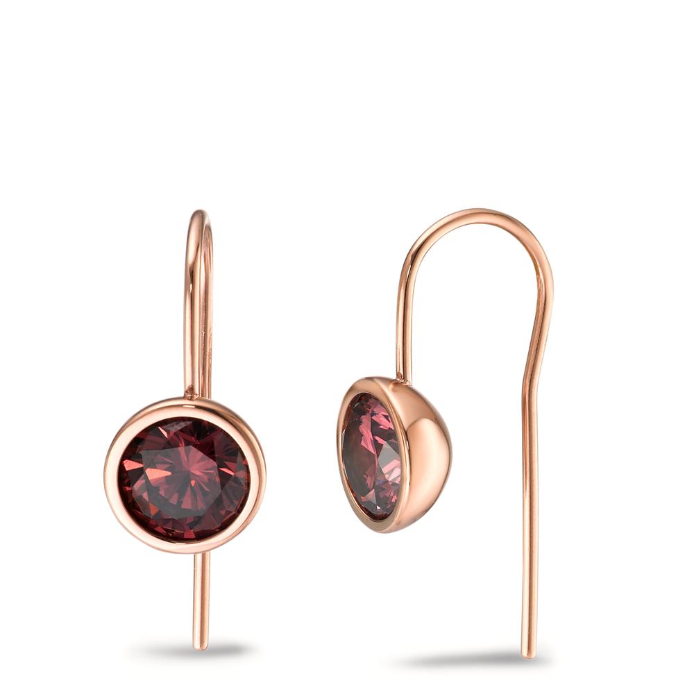 TeNo Damen Ohrhänger Joy Roségold aus Edelstahl und Scarlet Red Zirkonia, Ø9.5mm von TeNo