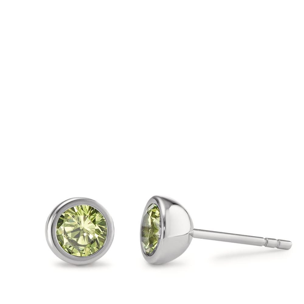 TeNo Damen Ohrstecker Joy Edelstahl mit Apple Green Zirkonia, Ø7mm von TeNo