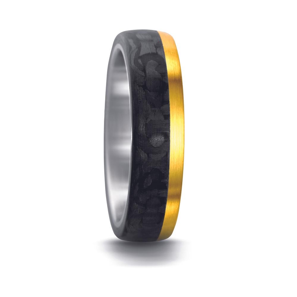 TeNo Partnerring Edelstahl, Carbon, 750/18 K Gelbgold von TeNo