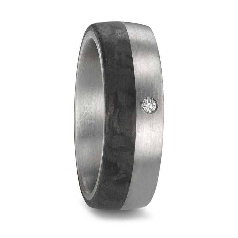 TeNo Damen Partnerring Edelstahl, Carbon Diamant 0.02 ct, w-si von TeNo