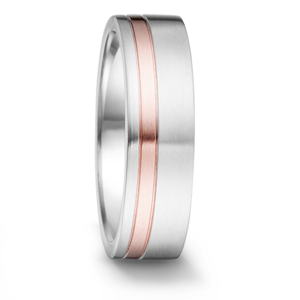 TeNo Partnerring Edelstahl mit 750/18 K Roségold, 6 x 2 mm von TeNo