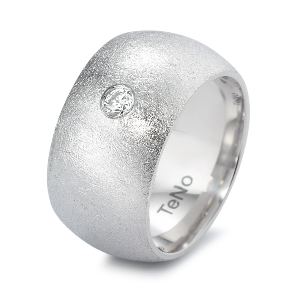 TeNo Damen Ring AURA aus eismattiertem Edelstahl mit Brillant 0,10 ct. TW/si und hochglanzpolierter Comfort Fit Ringschiene von TeNo
