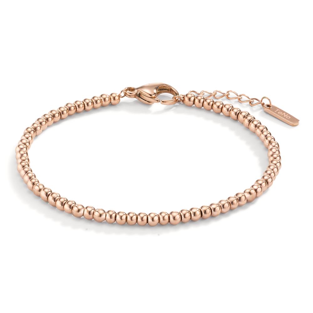 TeNo Damen Armband Bola Roségold aus glänzenden Edelstahlkugeln Ø3mm, 17,5- 19,5cm verstellbar von TeNo