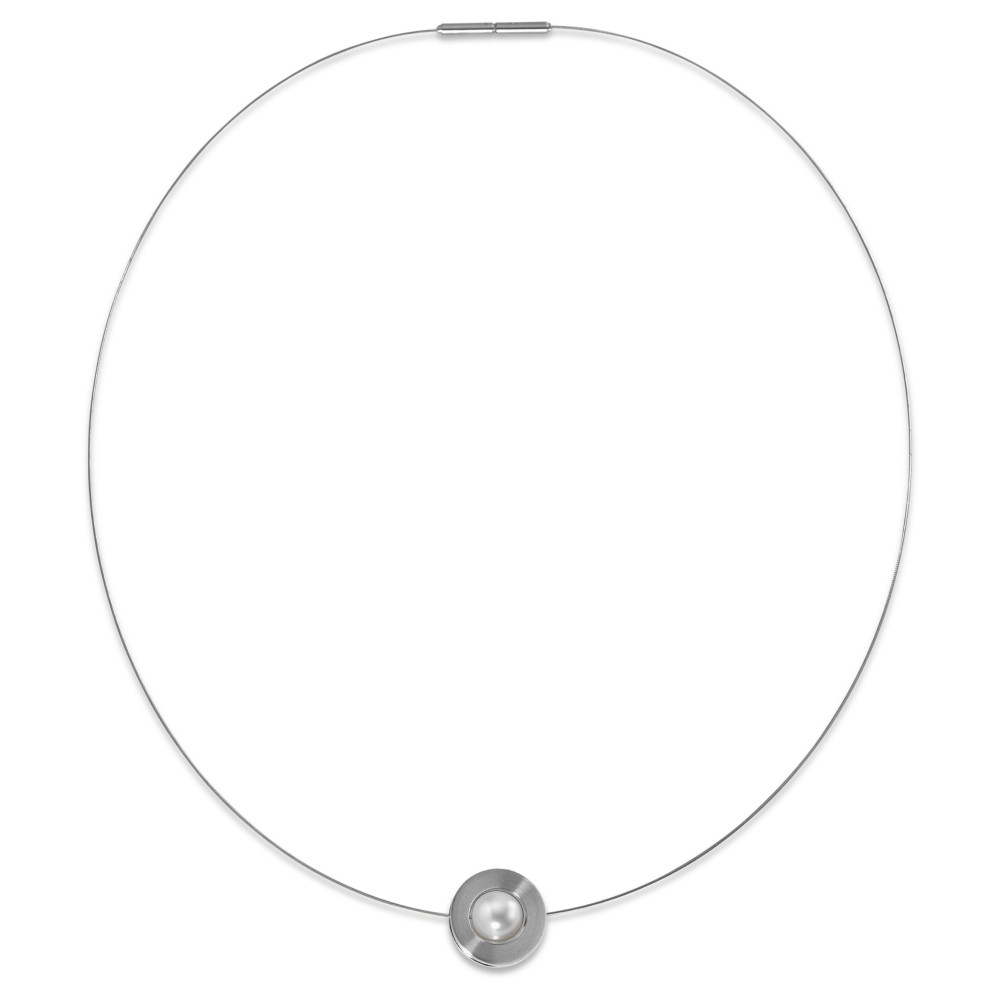 TeNo Damen Design Collier ORBIT mit weißer Zuchtperle von TeNo