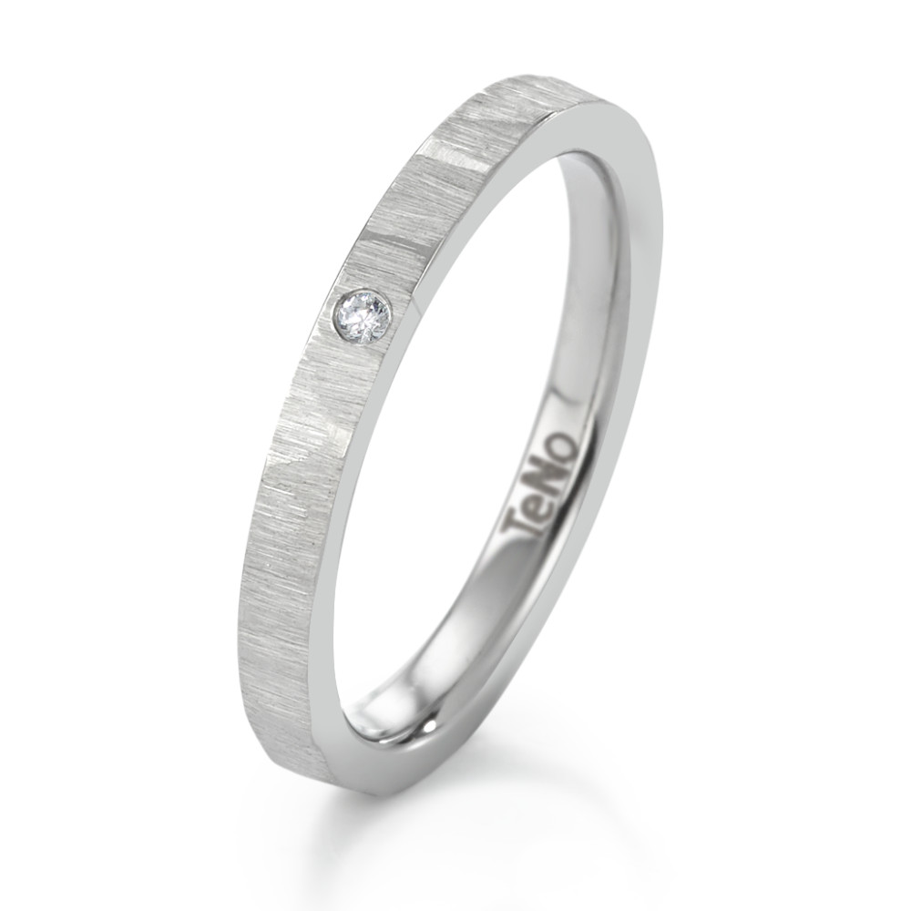 TeNo Damen Design Stahl Ring mit Oberfläche CRISSCROSS und Brillant 0,012 ct. von TeNo