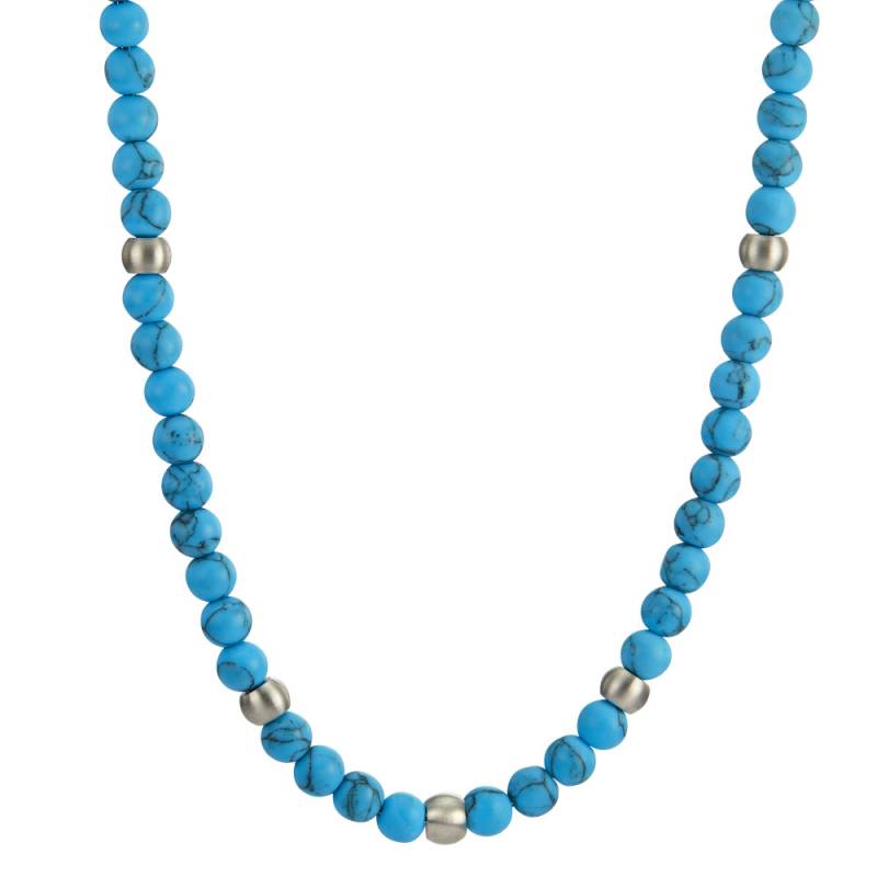 TeNo Damen Edelstahl-Halskette ERA mit Türkis Perlen, 50 cm, Ø6.5 mm von TeNo