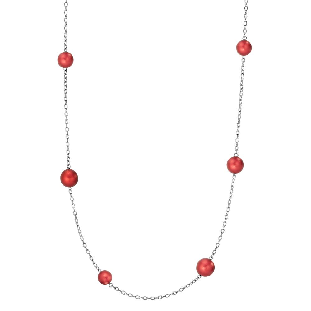 TeNo Damen Halskette Candy aus Edelstahl mit Aluminium Pearls in Ruby Red, 45cm von TeNo