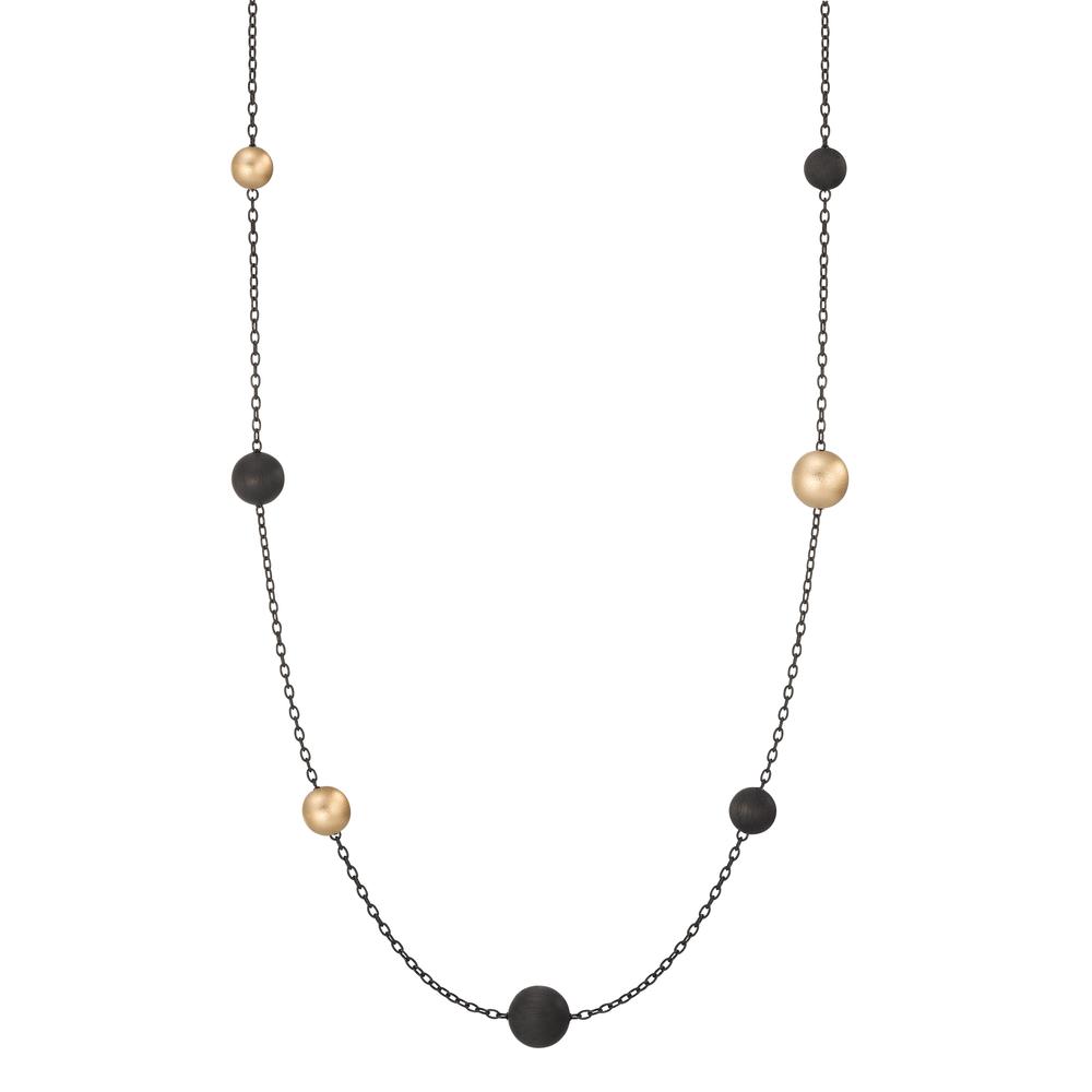 TeNo Damen Halskette Nera aus geschwärztem Edelstahl mit Carbon und Pearls in Light Gold, 80cm von TeNo