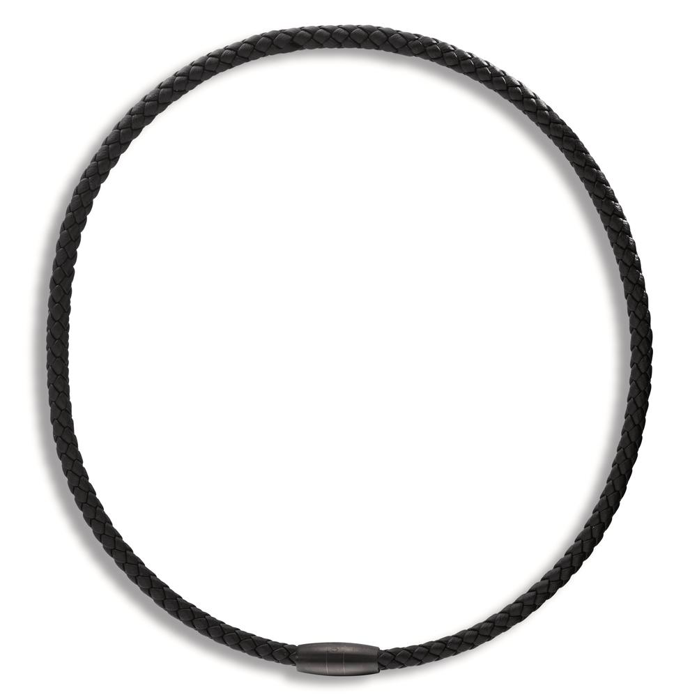 TeNo Herren Lederkette Ray, Ultra Black Magnetverschluss aus Edelstahl mit Flechtleder schwarz, 50 cm von TeNo