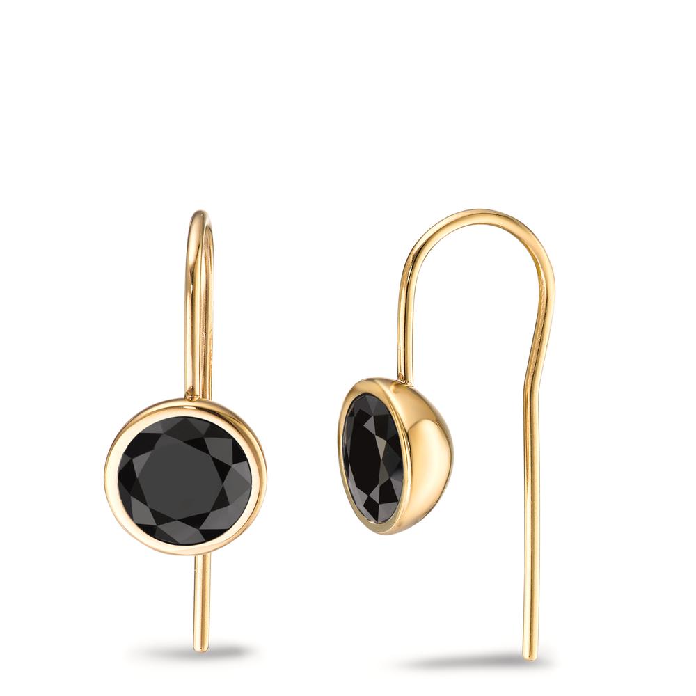 TeNo Damen Ohrhänger Joy Gold mit Zirkonia Ultra Black, Ø9.5mm von TeNo