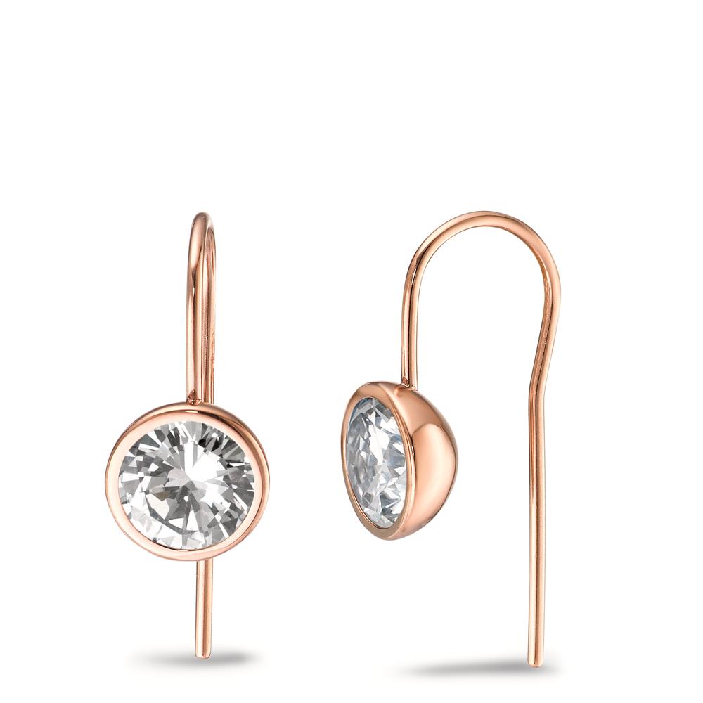 TeNo Damen Ohrhänger Joy Roségold aus Edelstahl und Crystal White Zirkonia, Ø9.5mm von TeNo